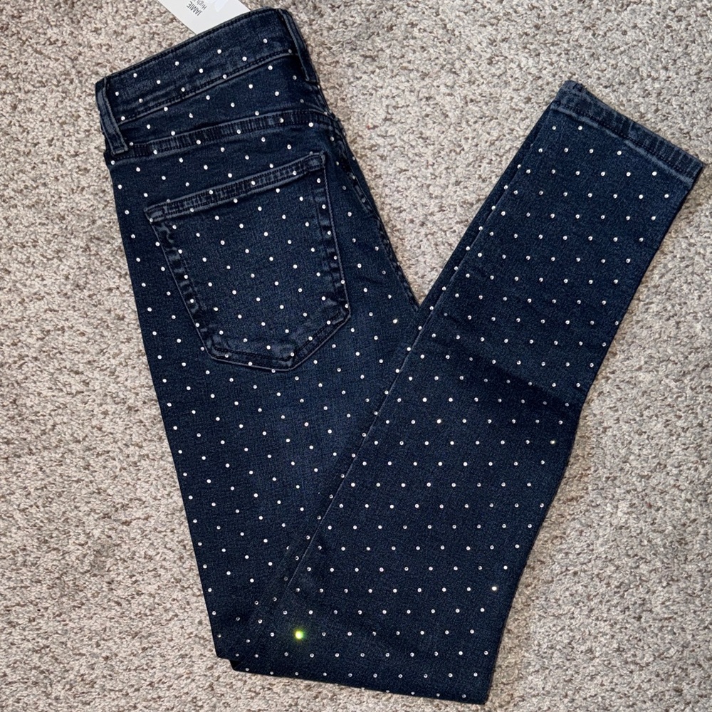 Topshop Dark Blue Rhinestone Skinny Jeans - Picture 4 of 5
